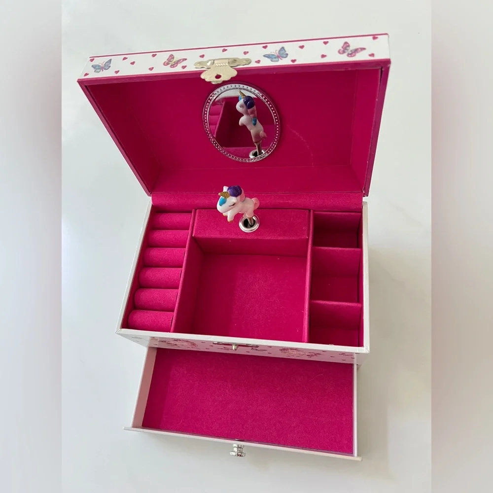 Fairy Glam Jewelry Music Box with unicorn Pullout Drawer Storage for Kids UK